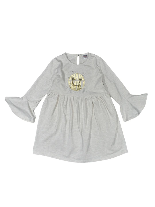 Сива Елегантност: Детска Рокля с Блестящ Акцент Сива Елегантност: Детска Рокля с Блестящ Акцент