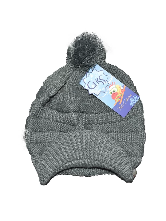 Зимна Вълшебство: Бебешка Шапка 'Сива Елегантност' с Помпон Зимна Вълшебство: Бебешка Шапка 'Сива Елегантност' с Помпон