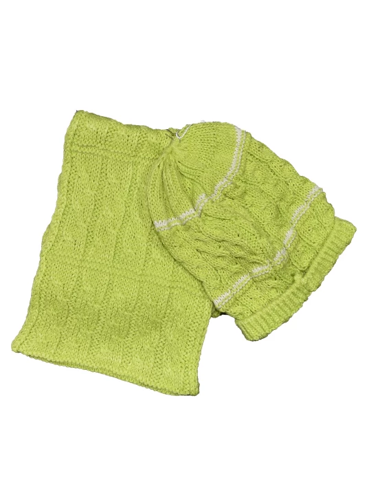 Лимонова Свежест: Комплект Шапка и Шал 'Слънчеви Плетки' за Момиче Лимонова Свежест: Комплект Шапка и Шал 'Слънчеви Плетки' за Момиче