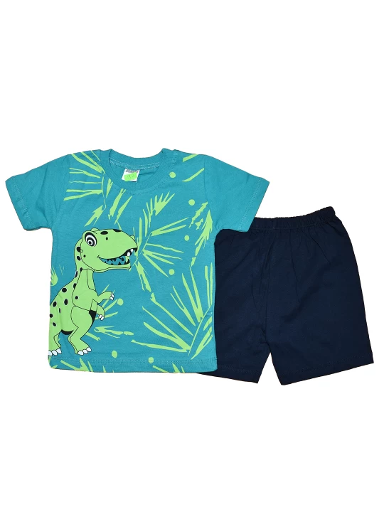 Летен бебешки комплект за момче с динозавър в зелено Летен бебешки комплект за момче с динозавър в зелено