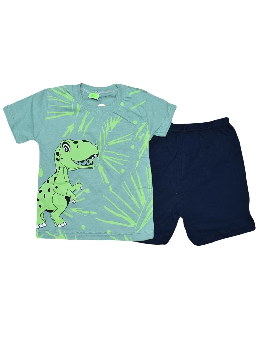 Бебешки комплект за момче с динозавър в светло зелено Бебешки комплект за момче с динозавър в светло зелено