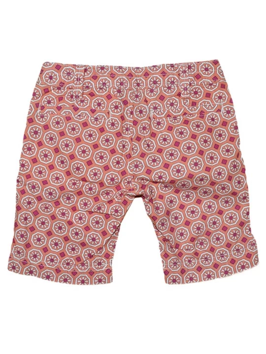 Детски къси панталонки за момче на цикламени ромбове и бели шестени Детски къси панталонки за момче на цикламени ромбове и бели шестени