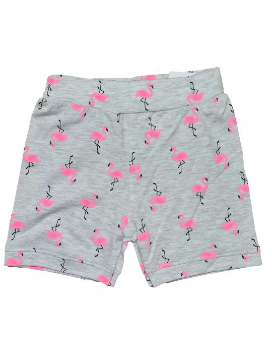 Детски летни къси панталонки за момиче с картинки на фламинго Детски летни къси панталонки за момиче с картинки на фламинго