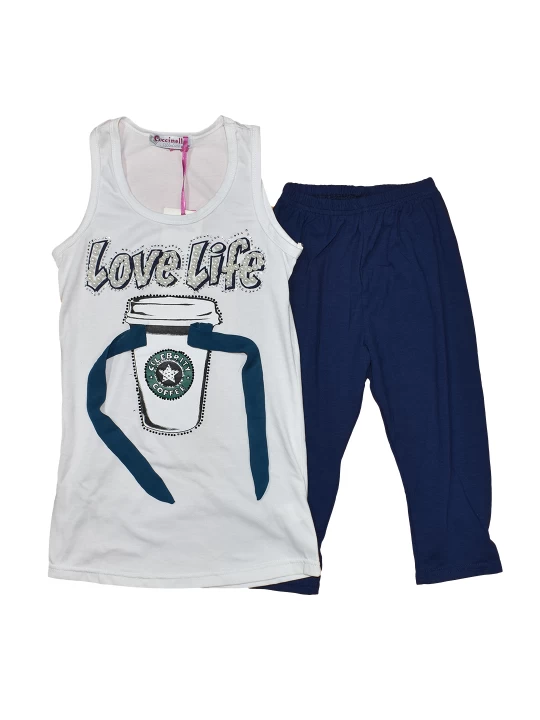 Детски летен комплект за момиче с чаша и връзки Детски летен комплект за момиче с чаша и връзки