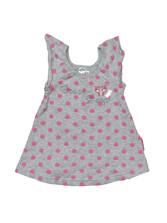 Бебешка рокля за новородено момиченце в сиво и розови точици Бебешка рокля за новородено момиченце в сиво и розови точици
