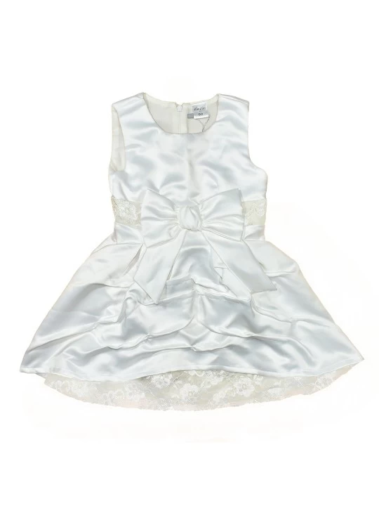 Официална бебешка рокля за момиче с болеро в бяло и панделка Официална бебешка рокля за момиче с болеро в бяло и панделка