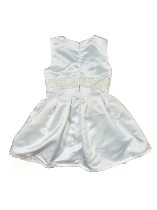 Официална бебешка рокля за момиче с болеро в бяло и панделка Официална бебешка рокля за момиче с болеро в бяло и панделка