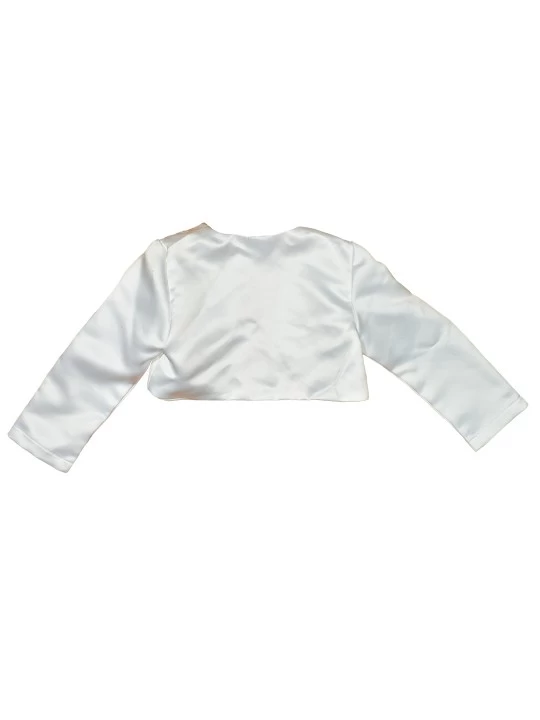 Официална бебешка рокля за момиче с болеро в бяло и панделка Официална бебешка рокля за момиче с болеро в бяло и панделка