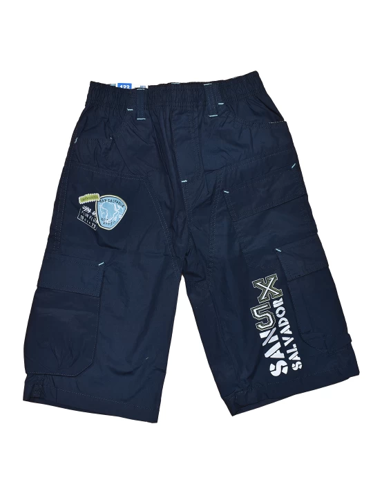 Къси детски панталони за момче в тъмно синьо с джобове Къси детски панталони за момче в тъмно синьо с джобове