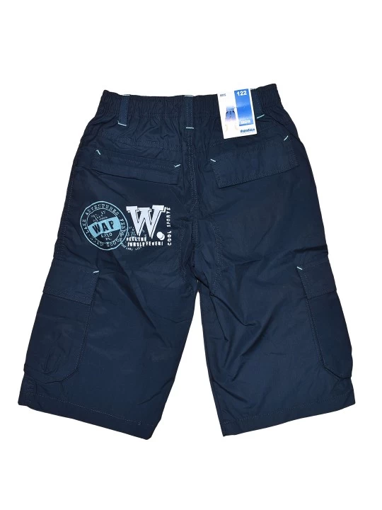 Къси детски панталони за момче в тъмно синьо с джобове Къси детски панталони за момче в тъмно синьо с джобове