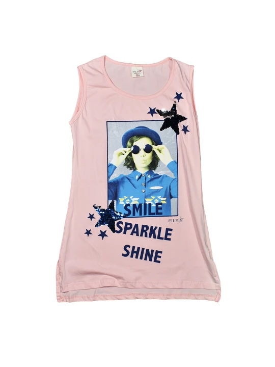 Детска туника за момиче в кремаво и апликация Детска туника за момиче в кремаво и апликация