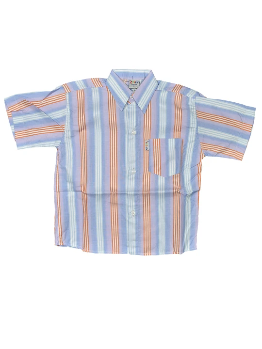 Детска риза за момче на синьо, оранжево и бяло райе Детска риза за момче на синьо, оранжево и бяло райе