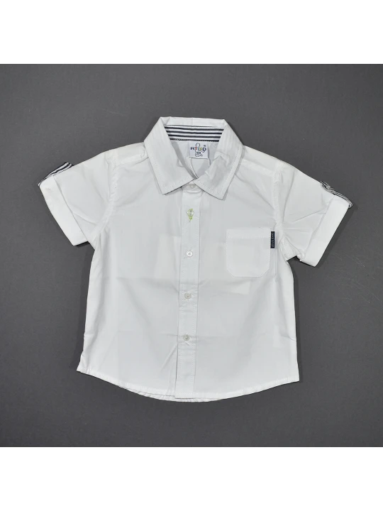 Детска лятна риза за момче в бяло Детска лятна риза за момче в бяло