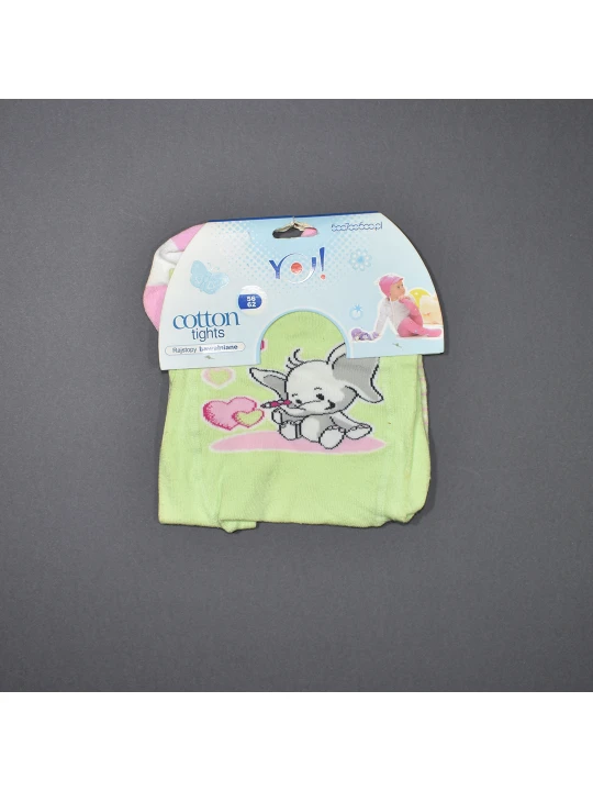 Весел Бебешки Чорапогащник в Пастелно Зелено с Розови Акценти Весел Бебешки Чорапогащник в Пастелно Зелено с Розови Акценти