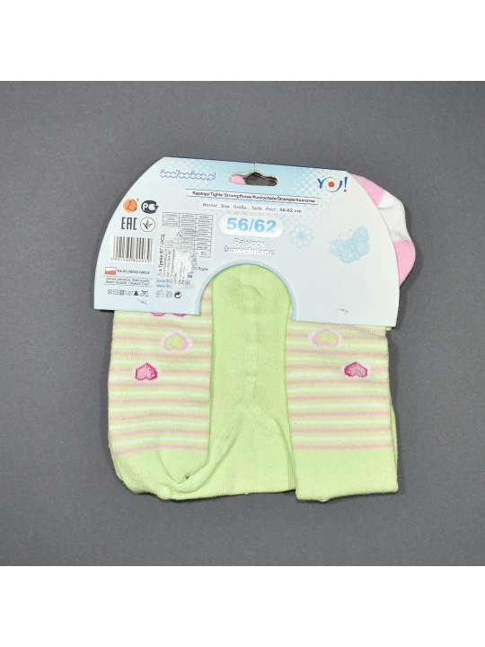 Весел Бебешки Чорапогащник в Пастелно Зелено с Розови Акценти Весел Бебешки Чорапогащник в Пастелно Зелено с Розови Акценти