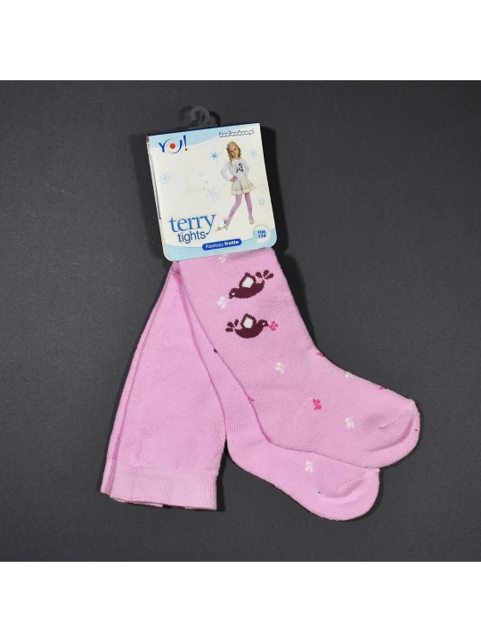 Детски чорапогащник за момиче Плътен в розово пиленца Детски чорапогащник за момиче Плътен в розово пиленца