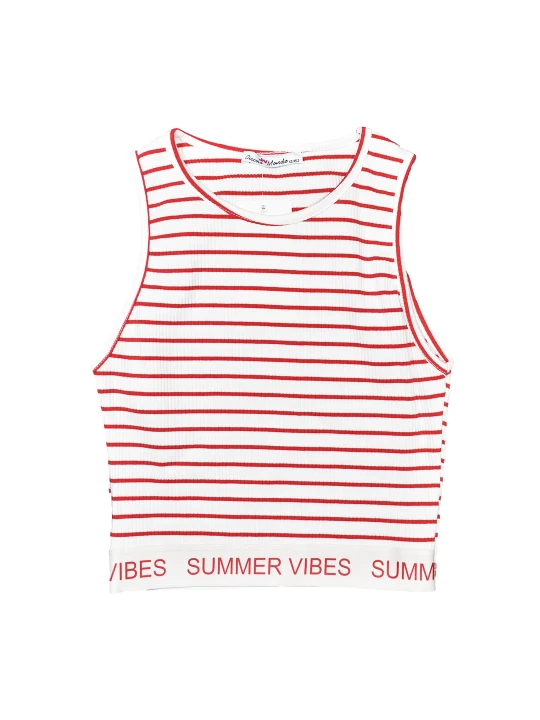 Детски летен потник за момиче в бяло на червено райе Детски летен потник за момиче в бяло на червено райе