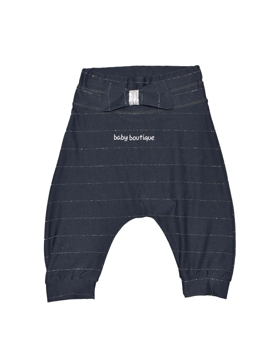 Детски панталонки лятни за момиче с тъмни с райе и панделка Детски панталонки лятни за момиче с тъмни с райе и панделка