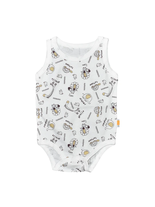 Бебешко боди за момче в бяло на животни Бебешко боди за момче в бяло на животни