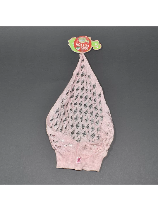 Нежна бебешка шапка за момиче - Розово фино памучно плетиво на дупчици Нежна бебешка шапка за момиче - Розово фино памучно плетиво на дупчици