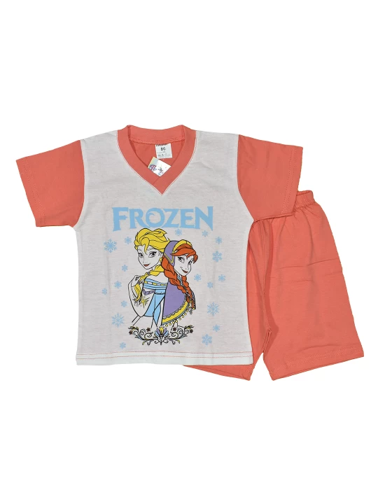 Бебешка лятна пижама за момиче в оранжево и бяло със забавна апликация - удобство и стил за летните дни Бебешка лятна пижама за момиче в оранжево и бяло със забавна апликация - удобство и стил за летните дни