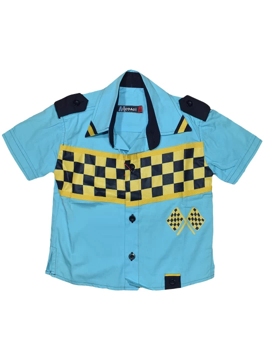 Детска риза с къс ръкав за момче в синьо Детска риза с къс ръкав за момче в синьо