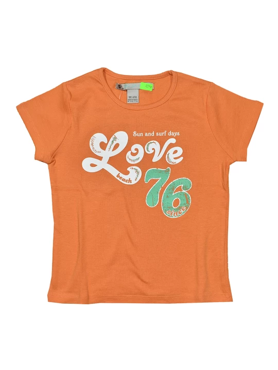 Детска лятна тениска за момиче с надпис LOVE