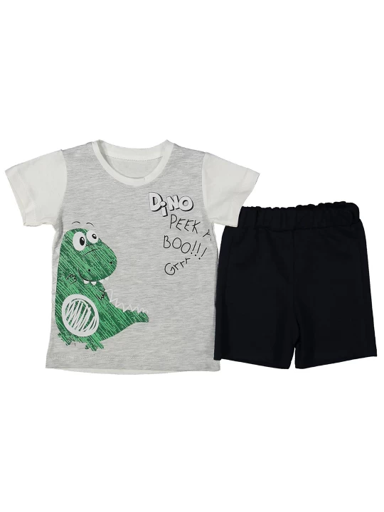 Забавният бебешки летен комплект за момче - свежест и динозавърски стил Забавният бебешки летен комплект за момче - свежест и динозавърски стил