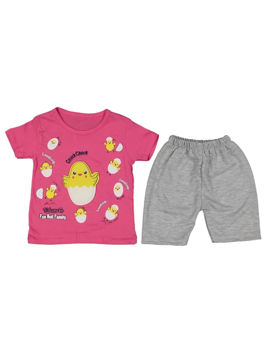 Сладки новоизлюпени пиленца - Бебешки летен комплект с тениска и панталонки Сладки новоизлюпени пиленца - Бебешки летен комплект с тениска и панталонки