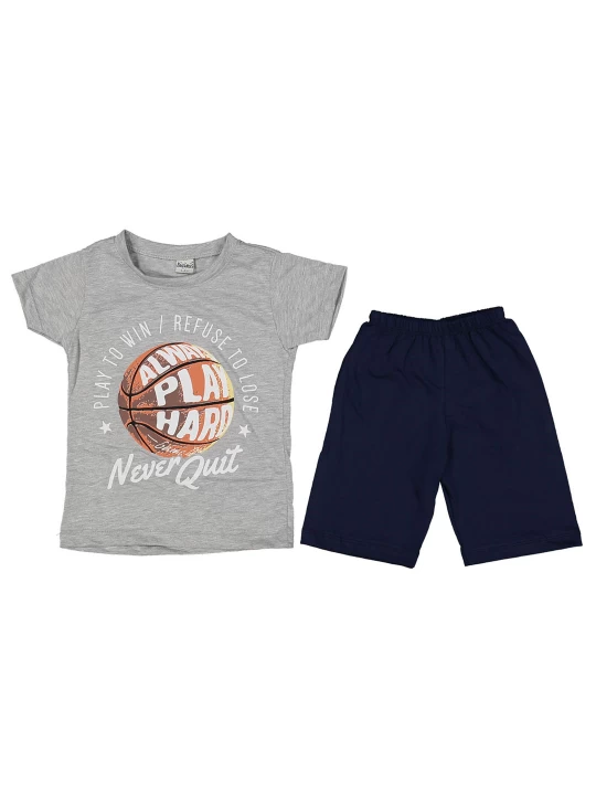 Удобство и стил - Детски комплект за момче от 2 части в сиво и тъмно синьо Удобство и стил - Детски комплект за момче от 2 части в сиво и тъмно синьо