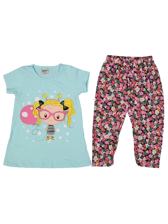 Цветна мечта за лятото - Детски летен комплект със свежи цветни детайли Цветна мечта за лятото - Детски летен комплект със свежи цветни детайли