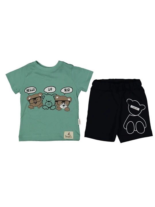 Бебешки летен комплект за момче от 2 части в зелно Бебешки летен комплект за момче от 2 части в зелно