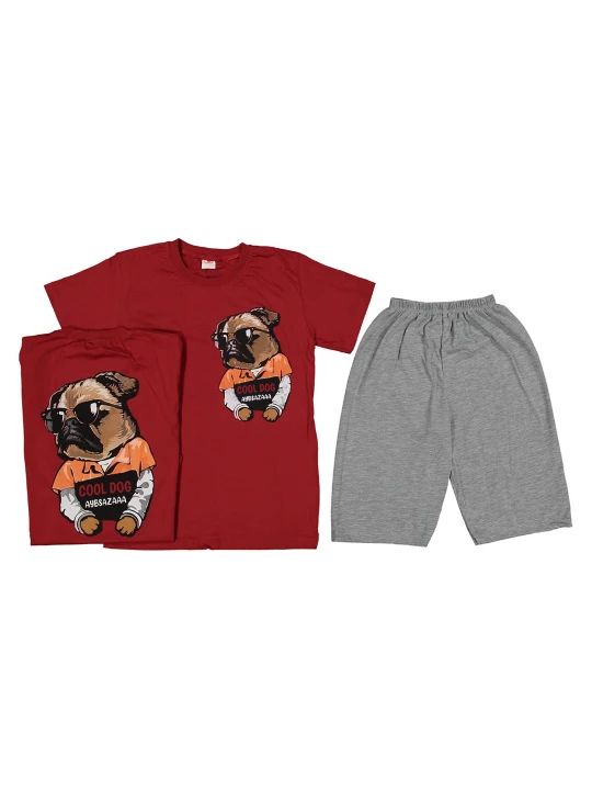 Детски летен комплект за момче с червена тениска и къси панталонки Детски летен комплект за момче с червена тениска и къси панталонки