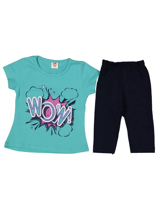 Летен детски комплект за момиче с апликация WOW Летен детски комплект за момиче с апликация WOW