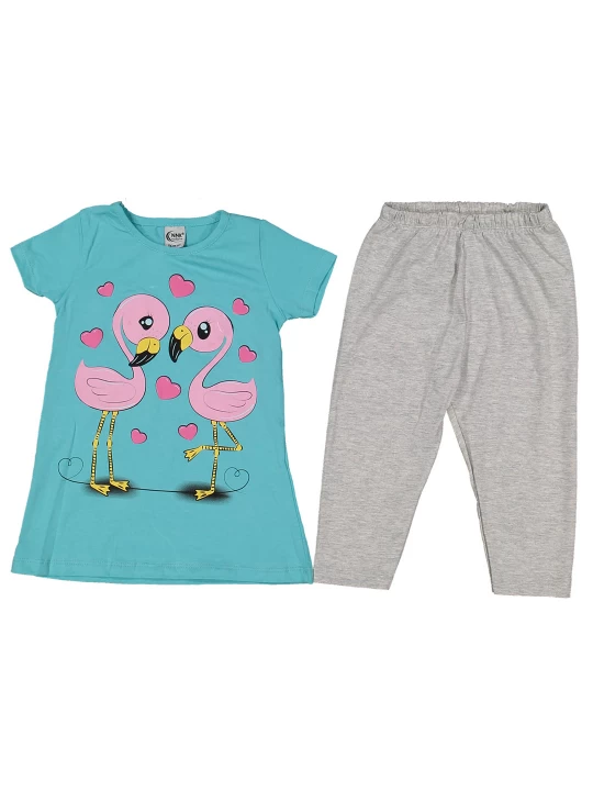 Детски летен комплект за момиче с фламинги Детски летен комплект за момиче с фламинги