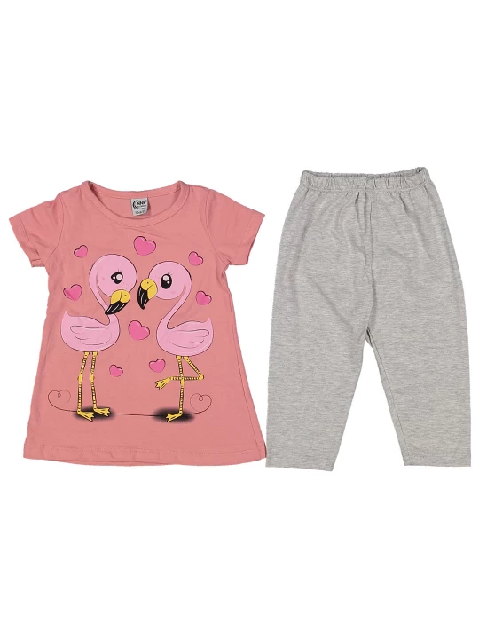 Летен детски комплект за момиче с фламинги Летен детски комплект за момиче с фламинги