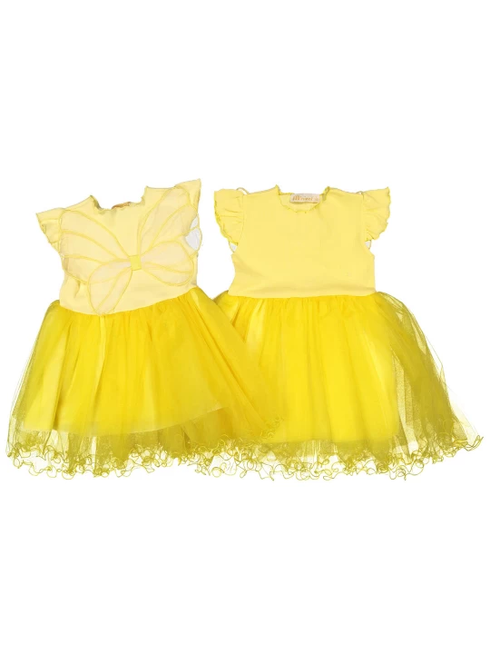 Детска лятна рокля за момиче с панделка в жълто