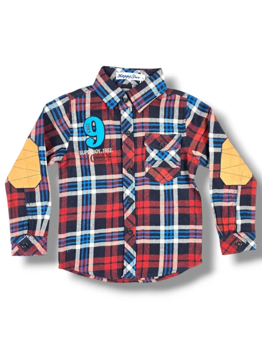 Детска риза за момче в червено с яка Детска риза за момче в червено с яка