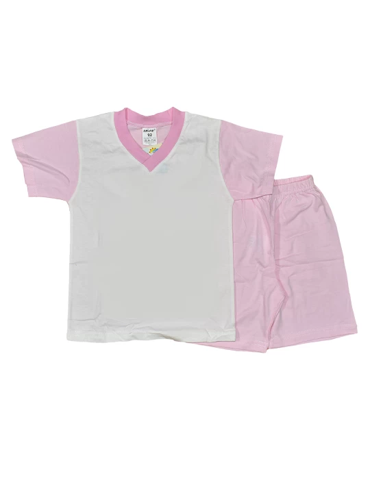 Очарователна бебешка лятна пижама за момиче в Розово и Бяло Очарователна бебешка лятна пижама за момиче в Розово и Бяло