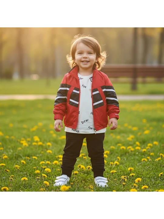 Бебешки Комплект "Спортен Дух" с Яке и Панталони - 3 Части Бебешки Комплект "Спортен Дух" с Яке и Панталони - 3 Части
