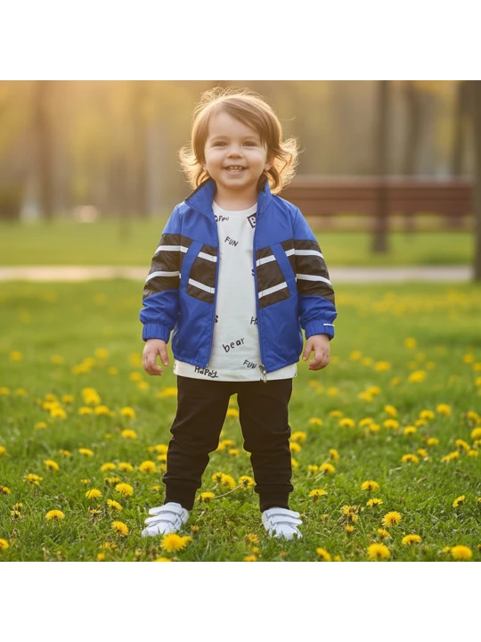 Бебешки Комплект "Синьо Адвенчър" с Яке и Панталони - 3 Части Бебешки Комплект "Синьо Адвенчър" с Яке и Панталони - 3 Части
