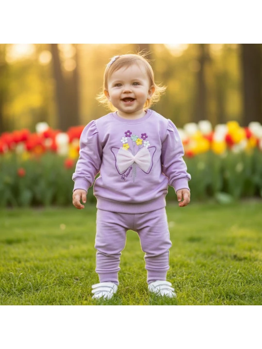 Комплект с дълъг ръкав за бебе момиче