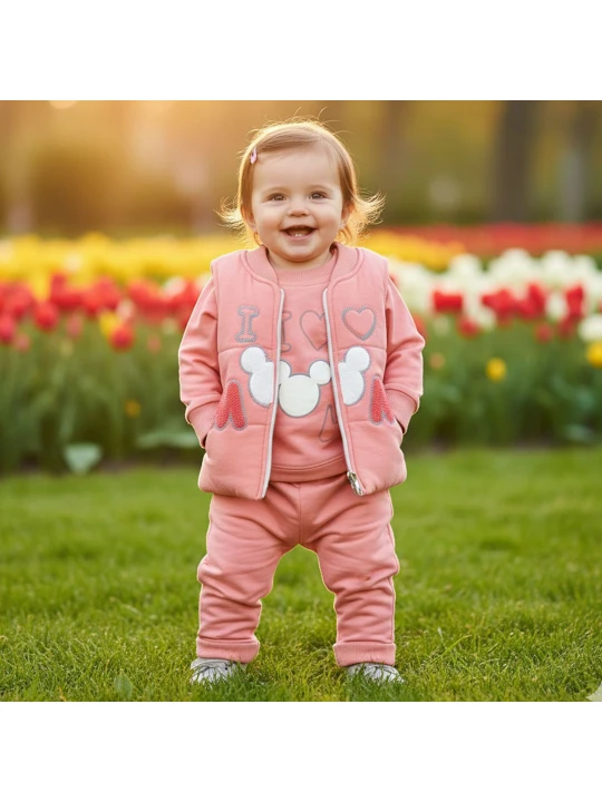 Комплект с дълъг ръкав за бебе момиче