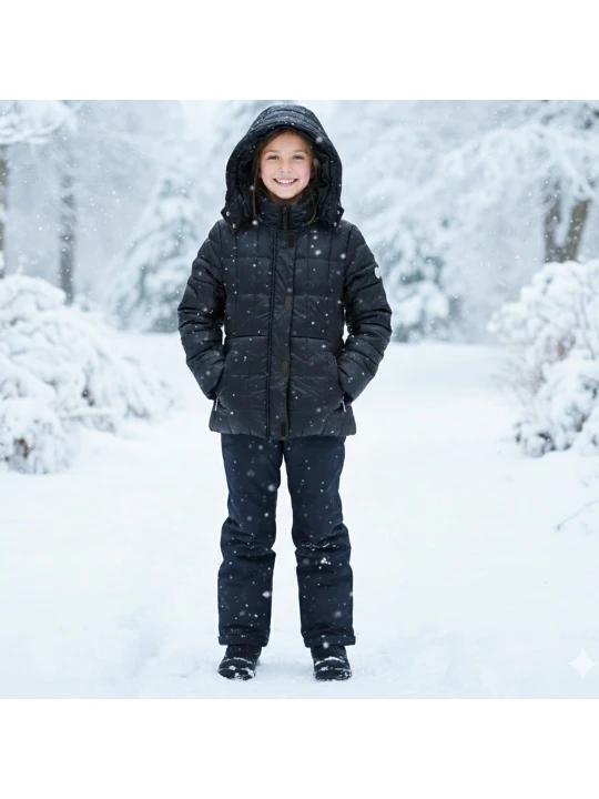 Градски Шик: Черно Утеплено Яке с Качулка за Момиче Градски Шик: Черно Утеплено Яке с Качулка за Момиче