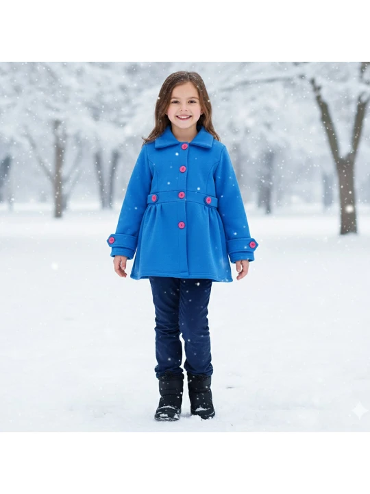 Синя Елегантност: Класическо Палто за Момиче Синя Елегантност: Класическо Палто за Момиче