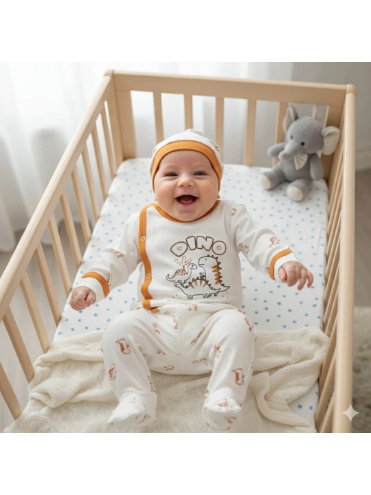 Бебешки комплект 'Динозавърски радости' – 3 Части Бебешки комплект 'Динозавърски радости' – 3 Части