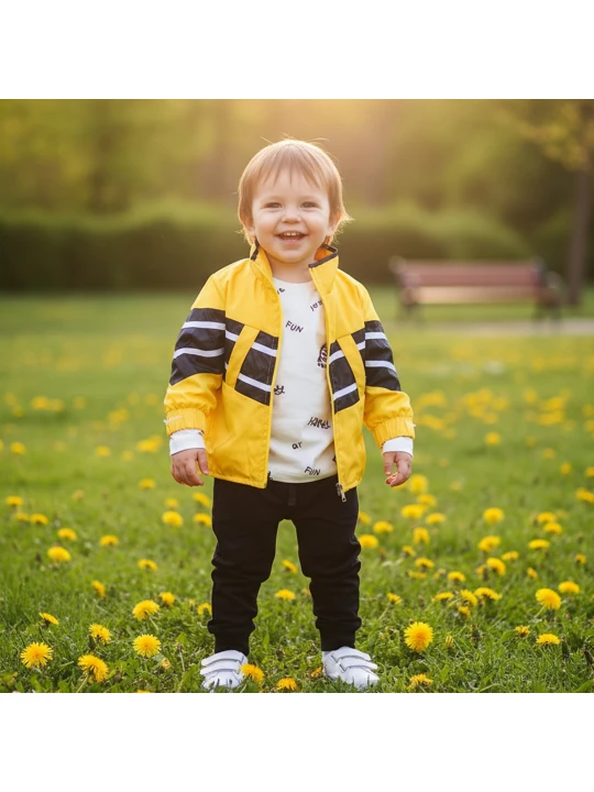 Бебешки Комплект "Слънчеви Лъчи" с Яке и Панталони - 3 Части Бебешки Комплект "Слънчеви Лъчи" с Яке и Панталони - 3 Части