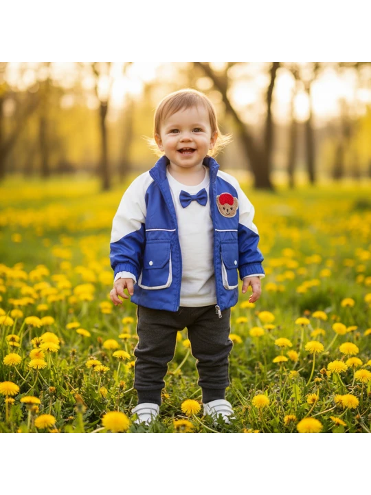 Бебешки Комплект "Синя Радост" с Яке и Панталони - 3 Части