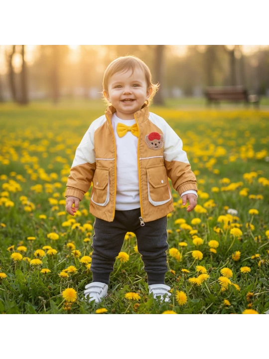 Бебешки Комплект "Меден Акцент" с Яке и Панталони - 3 Части Бебешки Комплект "Меден Акцент" с Яке и Панталони - 3 Части